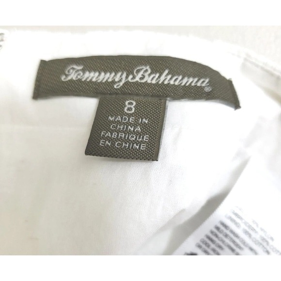 Tommy Bahama ~Woman Size 8~ White Textured Print Cotton Pencil Skirt Fully Lined - Picture 2 of 9